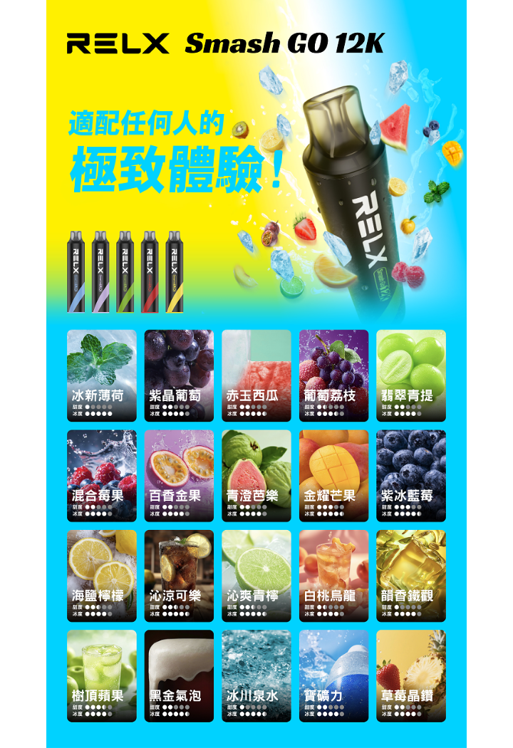 RELX Smash Go 12000 5% 強勁擊喉感如墨林霧影般深邃 以 15ml 震撼油量 演繹深沉尊貴的解癮美學 搭載 400mAh 閃充核心 台灣現貨:圖片 3