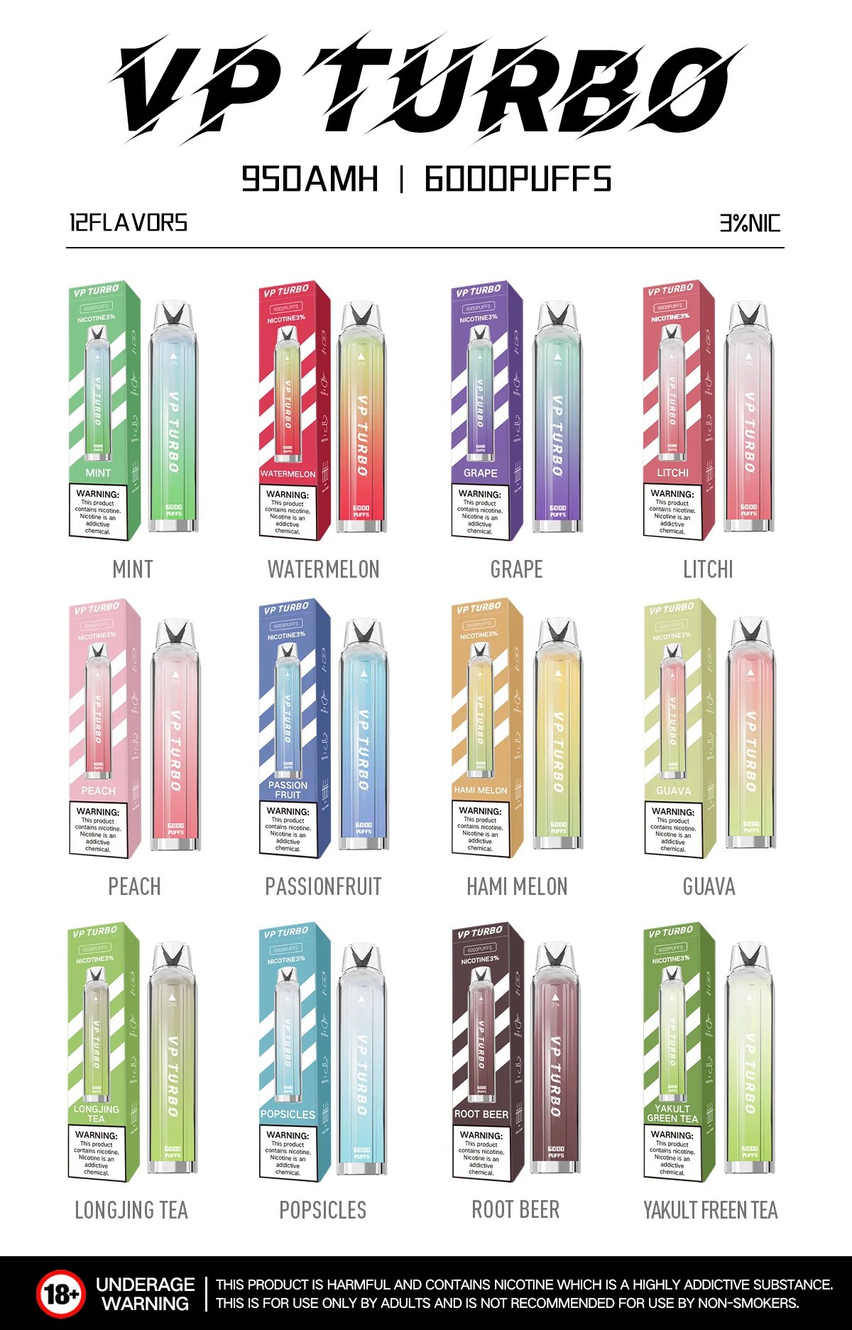 VP TURBO 6000 抛棄式 950mAh 卓越電量支撐 打造無可取代的沉穩吸啜享受 每一口皆是極致濃縮的芬芳 台灣現貨:圖片 3
