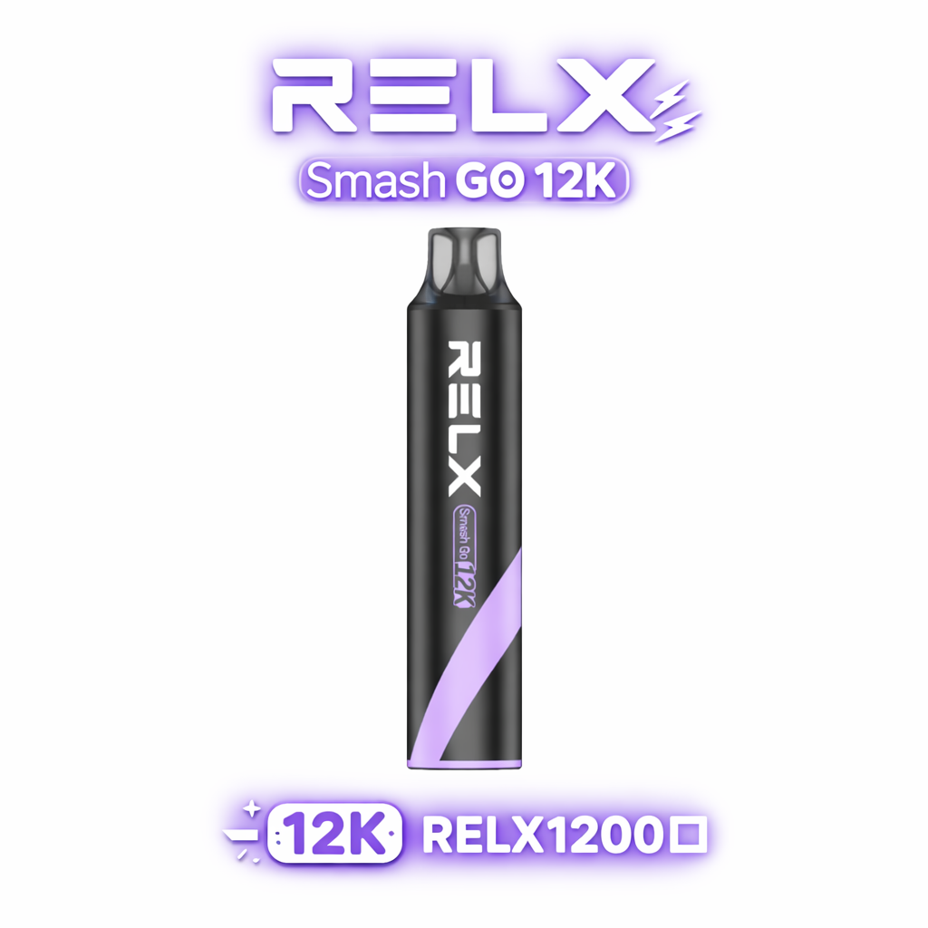 RELX Smash Go 12000 5% 強勁擊喉感如墨林霧影般深邃 以 15ml 震撼油量 演繹深沉尊貴的解癮美學 搭載 400mAh 閃充核心 台灣現貨