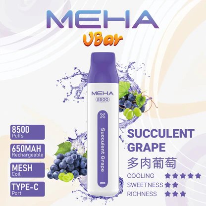 MEHA 魅嗨小白條 8500 抽 沈浸於 650mAh 穩定供電的細膩洗禮 3% 獨家調配比例還原鮮明果韻 跨越萬次吸吮的品質保證 台灣現貨:圖片 8